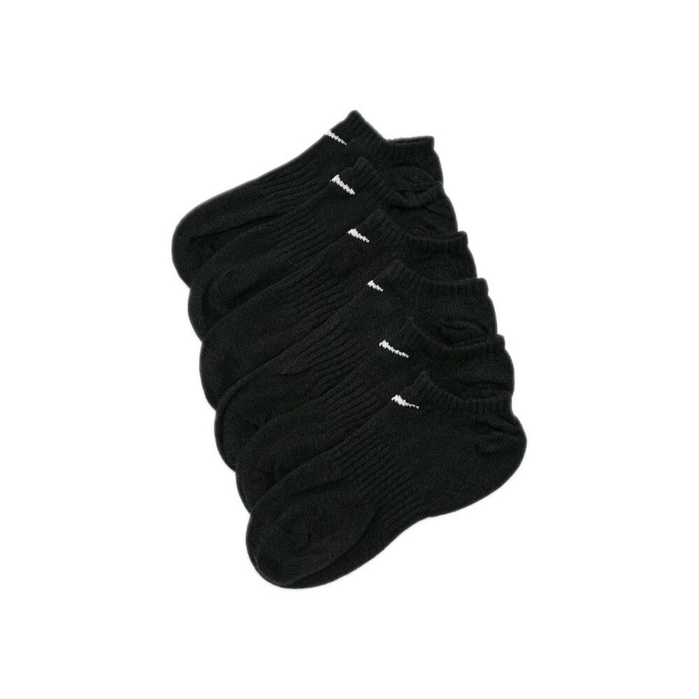 NEW Nike Everyday No Show Black Socks Lightweight Dri-Fit 6 PAIRS Sz 12-15 Men
